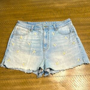 American Eagle embroidered denim mom shorts size 10